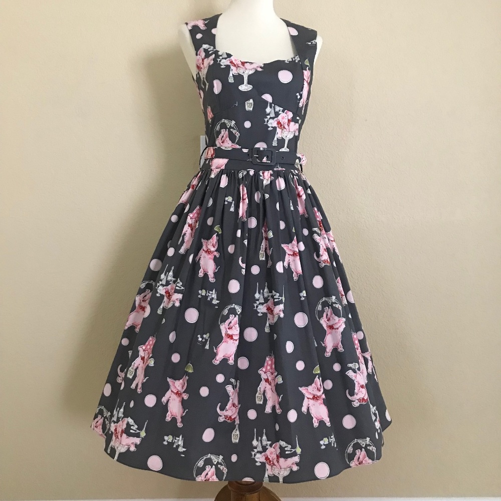 NEW! Bernie Dexter Sugar Doll Dress in Tipsy Elephant Print with Belt